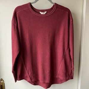 Women’s Thermal Shirt Size 0X(14W) Garnet Waffle Soft Comfy Red Long Sleeve EUC